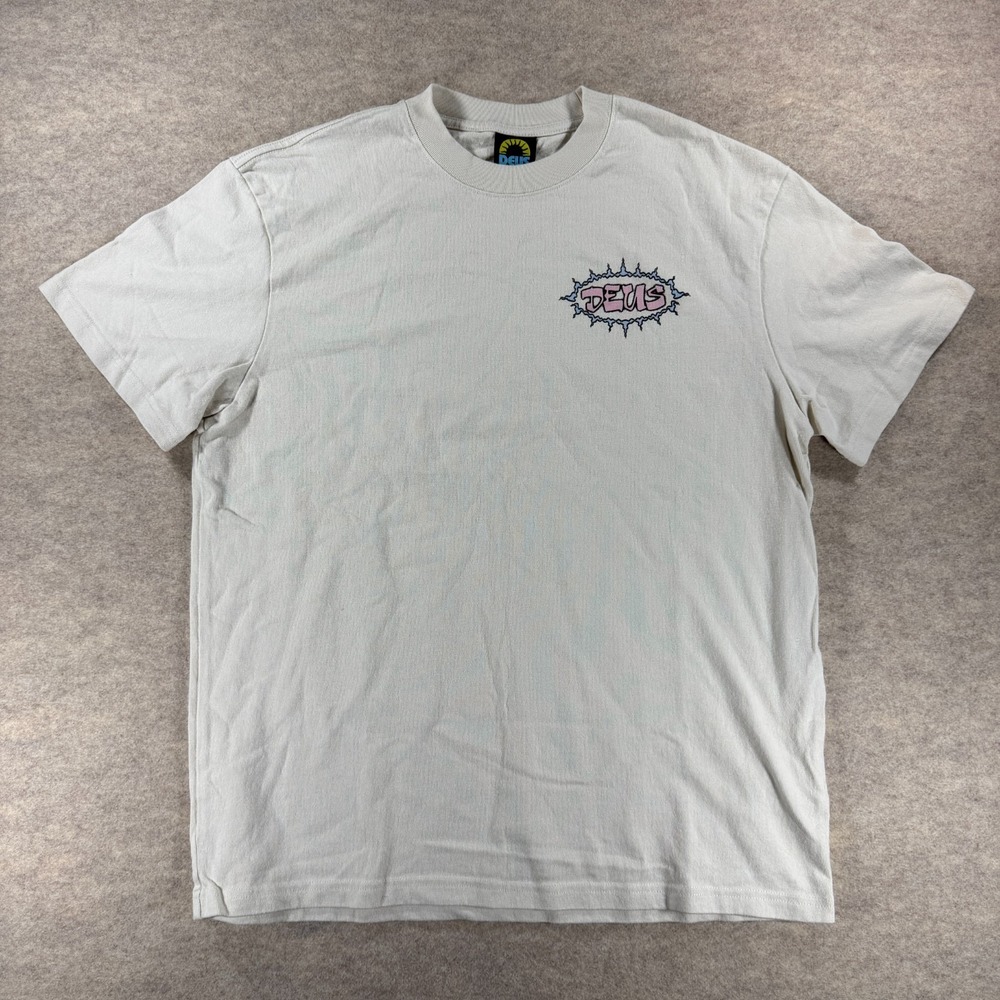 Deus Ex Machina Custom Boards T Shirt Men's Small White Pink Surf Graphic